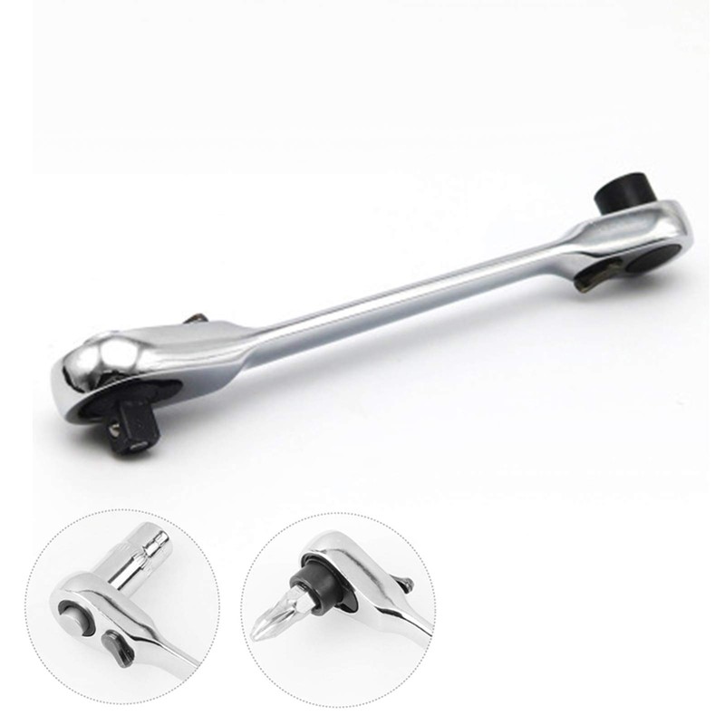 JUSTAUS 1/4 Inch Mini Double Headed Ratchet Wrench 72 Tooth