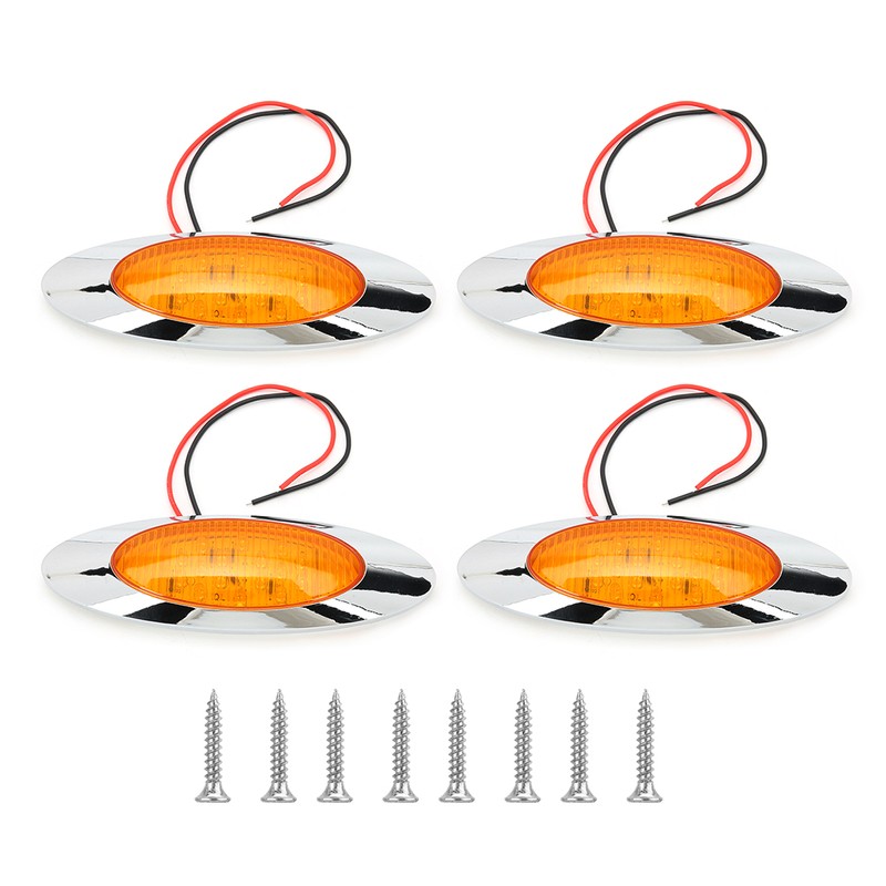 4pcs 6.5in 16LED Oval Side Marker Light 12V DC Shockproof