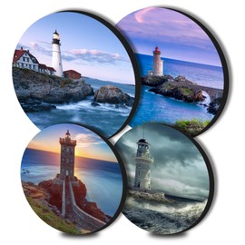 Lighthouse Art Hob Covers Seascape Pattern Round Stove Burner Stormy Seascape Art Set of 4 Hob Hob Hob Cover Plates for Electric Hobs Top Burner Gas Stove Oven