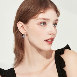 VONALA Raccoon Earrings for Women Sterling Silver Red Panda Huggie Hoop Earrings Cute Animal Small Hoop Earrings Raccoon Jewelry Gifts for Women Teens Daughter Birthday