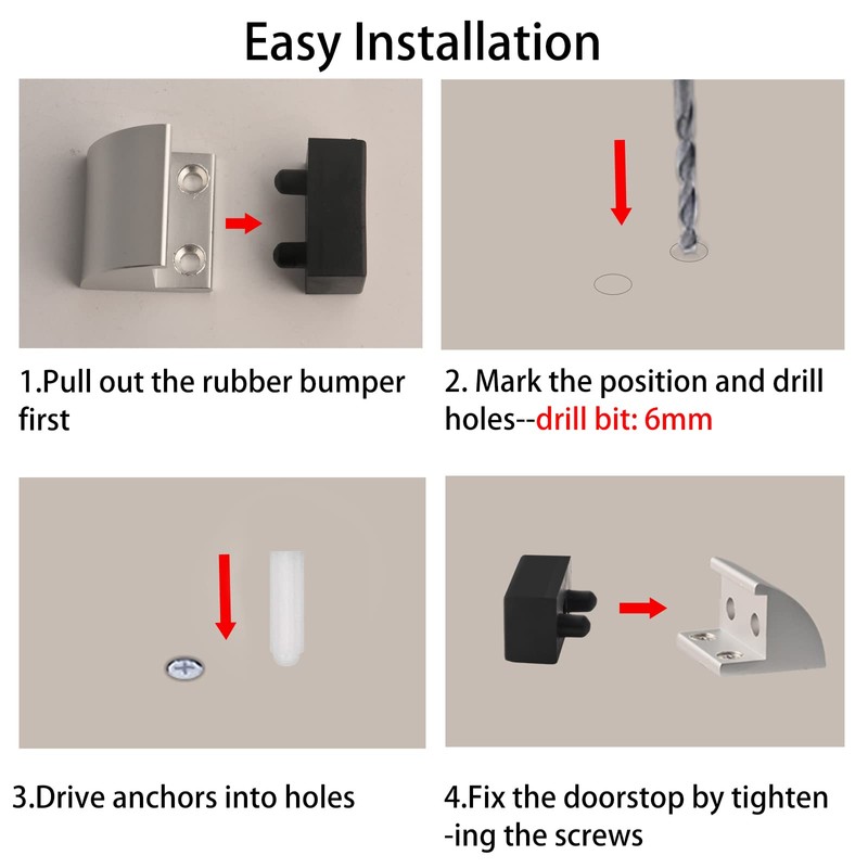 Door Stoppers, Floor Mounted Door Stops Rubber Black Door Stop
