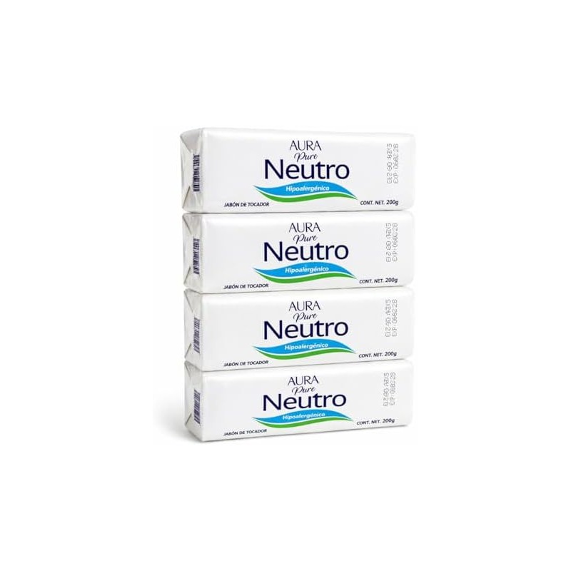 Jabón Neutro de Tocador Pack de 4 Piezas 200g c/u,