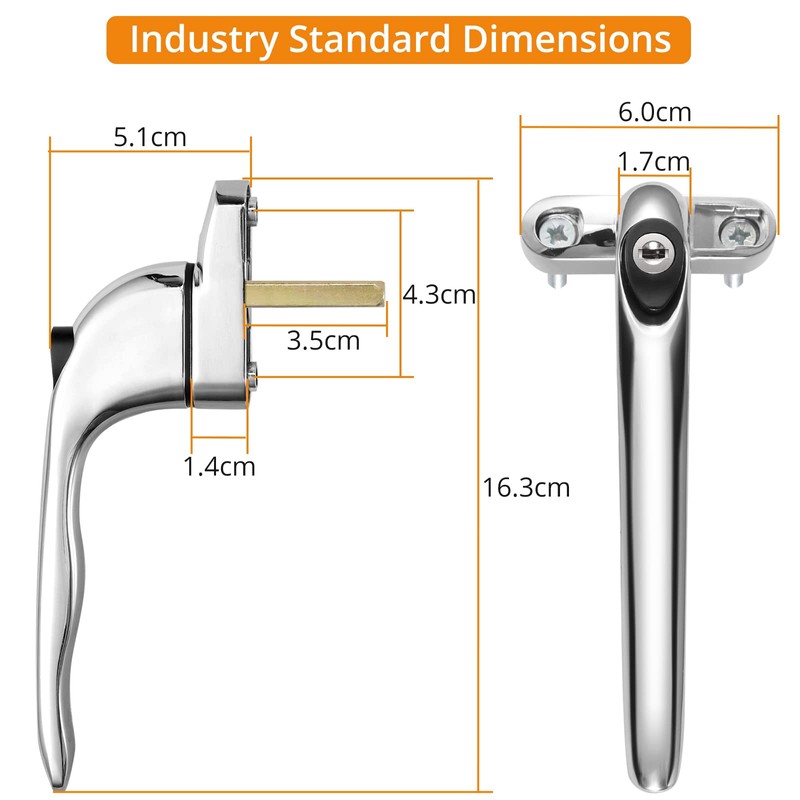 Neoteck Window Handle 2Pcs Inline Window Handle Universal Espag Key