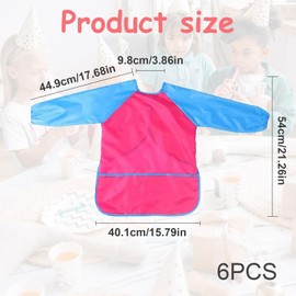 Dongnesi 6 Pack Childrens Aprons for Baking,Artist Costume Kids,Art Apron Kids For Age 2-5 Years Boys And Girls Play Apron,Kid s Aprons For Cooking Painting, Baking (Yellow+Pink)
