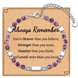 Gifts for Teenage Girls Women, Inspirational Gifts for Women Girls Cheer Up Gifts, Tiny Purple Imperial Beaded Bracelet Special Birthday Christmas Graduation Gifts for Mum Daughter Granddaughter