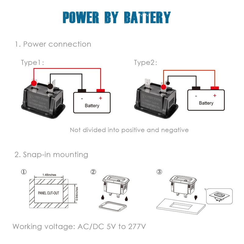 Runleader Digital AC/DC Operating Hour Meter Volt 5V to 277V