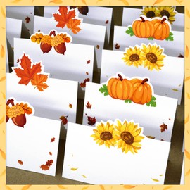 40PCS Thanksgiving Place Card Table Name Greeting Cards Fall Wedding Favors Harvest Guest Seating Name Tent Cards