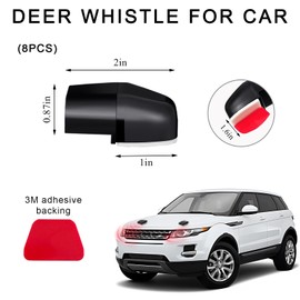 DXNQ 8 PCS Deer Whistles for Car, Avoid Collisions Deer Warning Devices with Adhesive Tapes, Universal Animal Alert Save Deer Whistles for Cars Trucks Motorcycles, Car Accessories (Black)