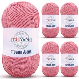 60% Cotton 40% Acrylic Crochet Yarn - 5 Skien Bulk Yarn - Pink, Soft Fine/Sport Yarn for Crocheting/Knitting Yarn - Ideal for Amigurumi Dolls and Baby Garments
