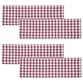 Cenefa de 4 piezas con diseño de búfalo a cuadros para ventanas, cortina clásica para cafetería, cocina, dormitorio, 132 x 40 cm, color burdeos/blanco