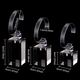 DELORIGIN Acrylic Watch Display Stand 3 Sizes C Shape Single Watch Bracelet Display Holder Store Trade Show Bracelet Watch Clear Display Rack Holder for Men's Watch Home or Store Selling Shows