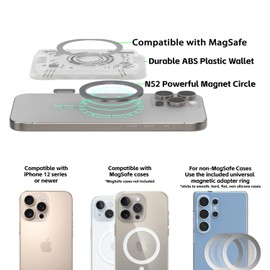 HZmeris Magnetic Card Holder, ID Holder Wallet Credit Card Magnetic Tarjetero magnético Compatible with MagSafe&Popsocket - for Work, Travel, Office (Milky White)