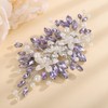 Teyglen Bridal Rhinestone Hair Clips Flower Wedding Hair Clips Purple