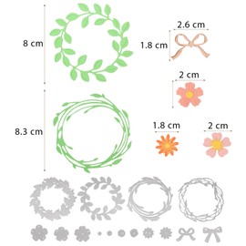 BETESSIN Flower Wreath Cutting Dies Spring - 4 Pieces Metal Embossing Stencils with Wreath Motifs - Cutting Dies for Card Making, Scrapbooking, Photo Album, Spring Decoration & Easter Decoration for
