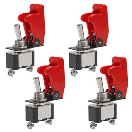 AITRIP 4 Pack Heavy Duty Rocker Toggle Switch 12V 20A Red Cover SPST ON/Off 2Pin Racing Auto Car ATV UTV Golf Cart Truck Boat