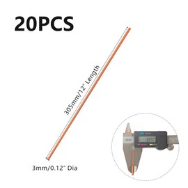 HWYEE 20PCS 99.98% Pure Copper Round Rod 0.12"/3mm Dia 12"/305mm Length Bare Copper Cu Metal Rod Solid Copper Rod for DIY Metal Working Hobbies (0.12"/3mm Dia 12"/305mm Length)