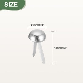 QUARKZMAN Pack of 100 Pocket Feet Stud Spike, 6 mm Round Pocket Rivets Spike Prong Studs Pocket Base Stud for Handbag Purse Clothing DIY Leather Crafts Silver