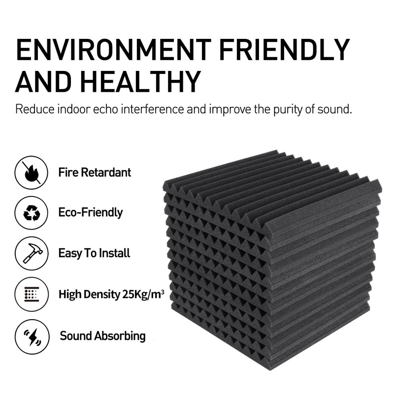Focusound 80 Pack Acoustic Foam Panels 1" x 12" x