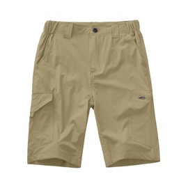 Men's Shorts Quick Dry Cargo Shorts Outdoor Hiking Golf Work Shorts Elasticated Waist with Zip Pockets(Khaki-34)