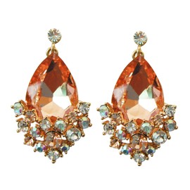 Navachi 18k Gold Plated Crystal Pear-shaped Champagne Zirconia Az2562d Drop Dangle Earrings