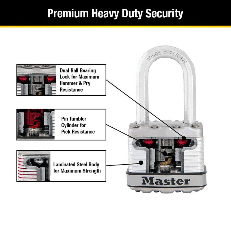 Master Lock M1XDLF Magnum Heavy Duty Padlock with Key, 1