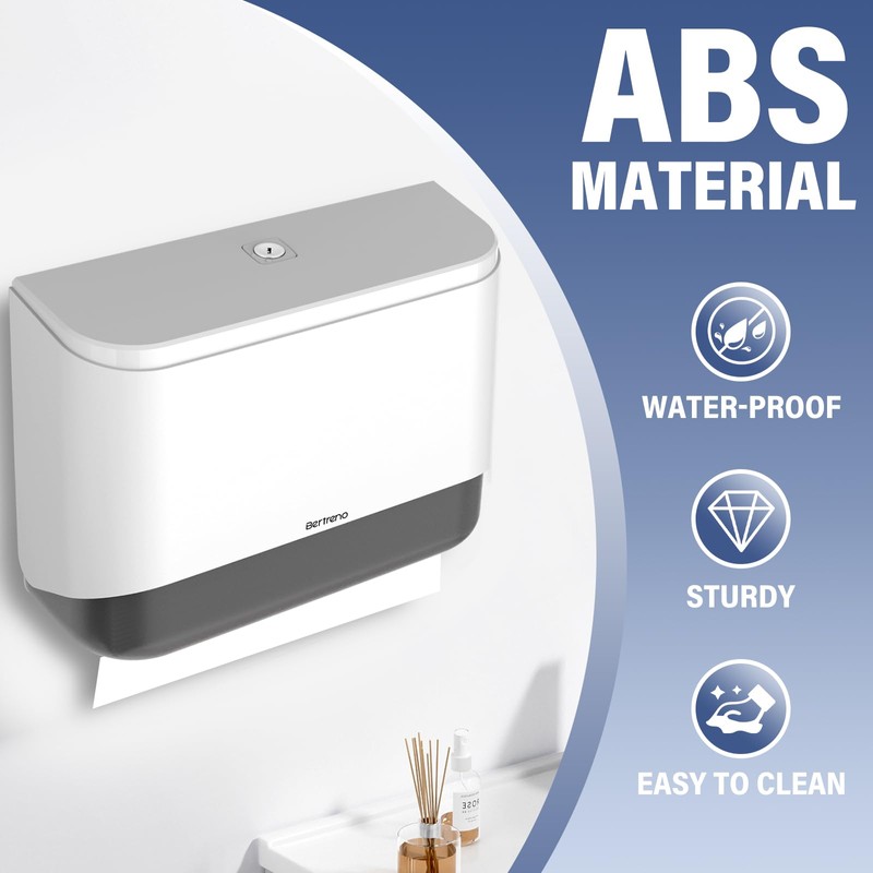 Bertreno Paper Towel Dispenser Wall Mount Multifold/Trifold/C Fold Paper Hand