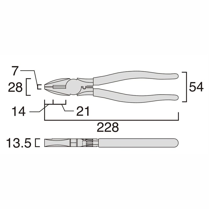 フジ矢 電工職人ペンチ (簡易圧着付) 225mm 刃部鏡面仕上げで切れ味 3300-225