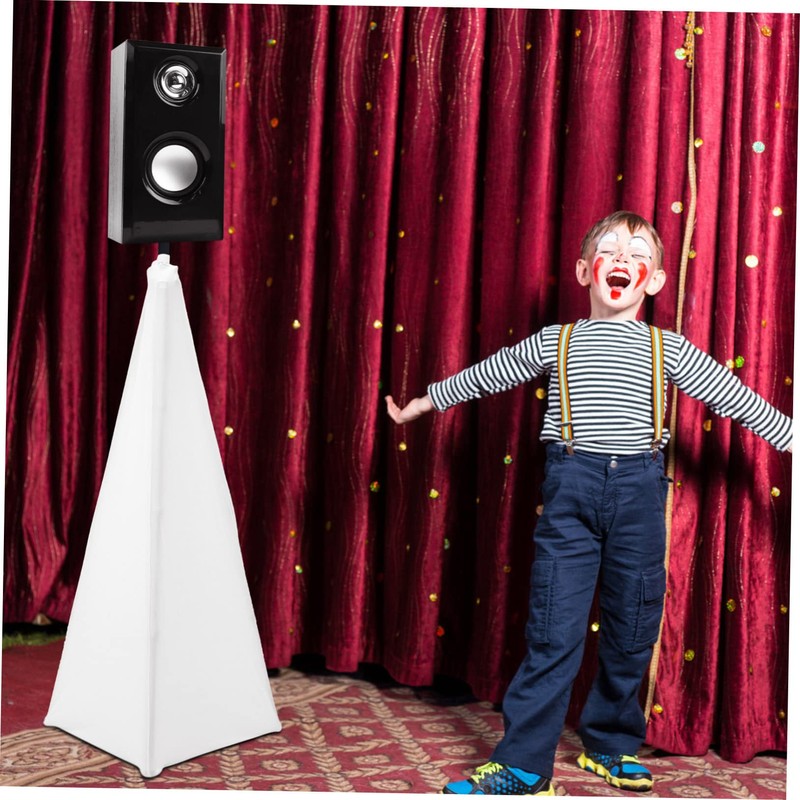KICHOUSE 2pcs Speaker Stand Covers White Reusable Speaker Holder Stage