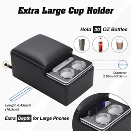Automiim Upgraded Bench Seat Center Console with Extra Large Cup Holder & Phone Holder, Universal Center Console for Truck & Van & Car Central Console for Bench Seat