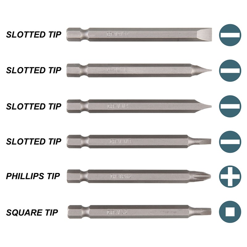 multi-bit screwdriver with six 3inch bits