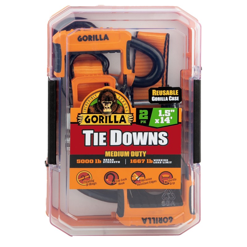 Gorilla Ratchet Tie Down Straps (2Pack) 1.5in x 14ft -