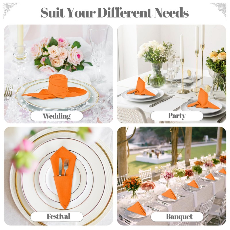 PLOYMONO Orange Heavy Duty Cloth Napkins - 17 x 17