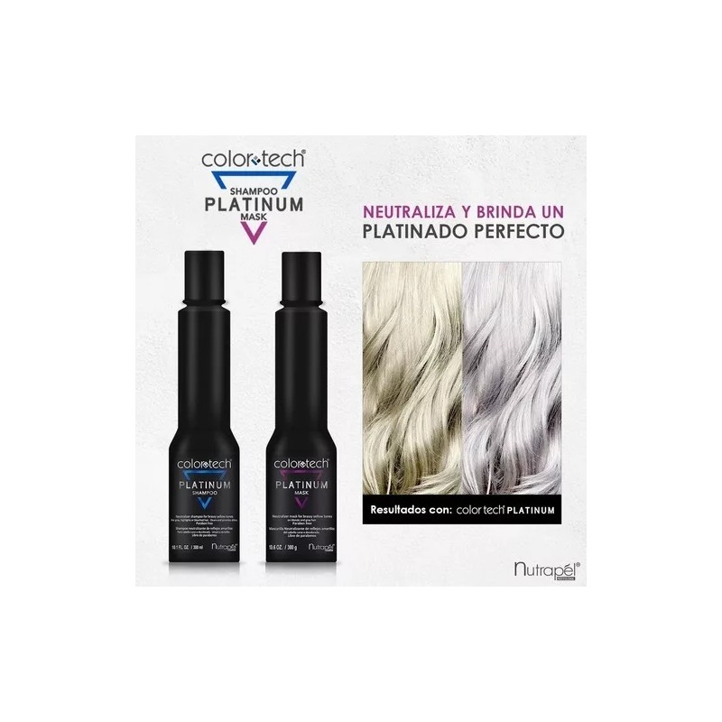 Nutrapel Shampoo Matizador + Emulsion Platinum 300ml C/u Nutrapel