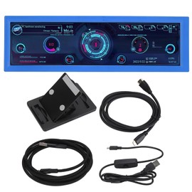 8.8 Inch PC Temperature Display Professional HD IPS 1920x480 LCD Display PC CPU Data Secondary Display for RPi for Linux for Windows Blue