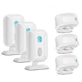 GREENCYCLE 3 Set Wireless Welcome Door Bell Alarm Chime kit Range of 280M batteries or USB interface power supply Loud alarm 113db Hotel Doorbell