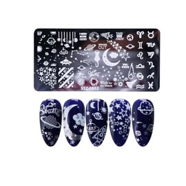 Metal Nail Stamping Plate Happy Easter Bunny Rabbit Butterfly Moon Stars Fb12 Nail Wraps Art Stickers Manicure Supplies for Women for Home Nails Full Long Lasting Easy Apply and Remove