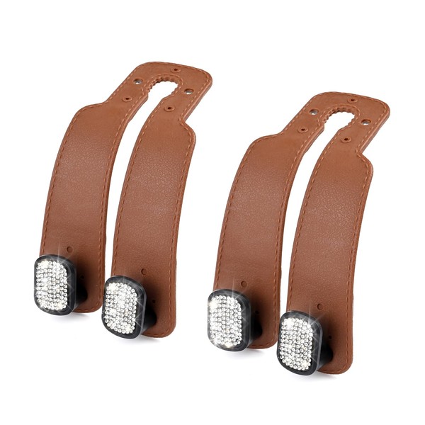 2 Pcs Car Seat Hooks Bling Bling Crystal Diamond Sparkling