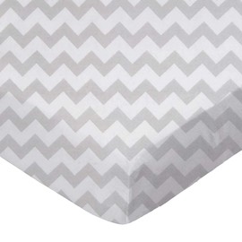 SheetWorld Fitted 100% Cotton Percale Square Play Yard Sheet Fits Joovy 38 x 38, Grey Chevron Zigzag, Made in USA