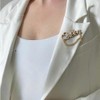 Crystal Crown Queen Brooch Pin with Rhinestones and Double Chain,