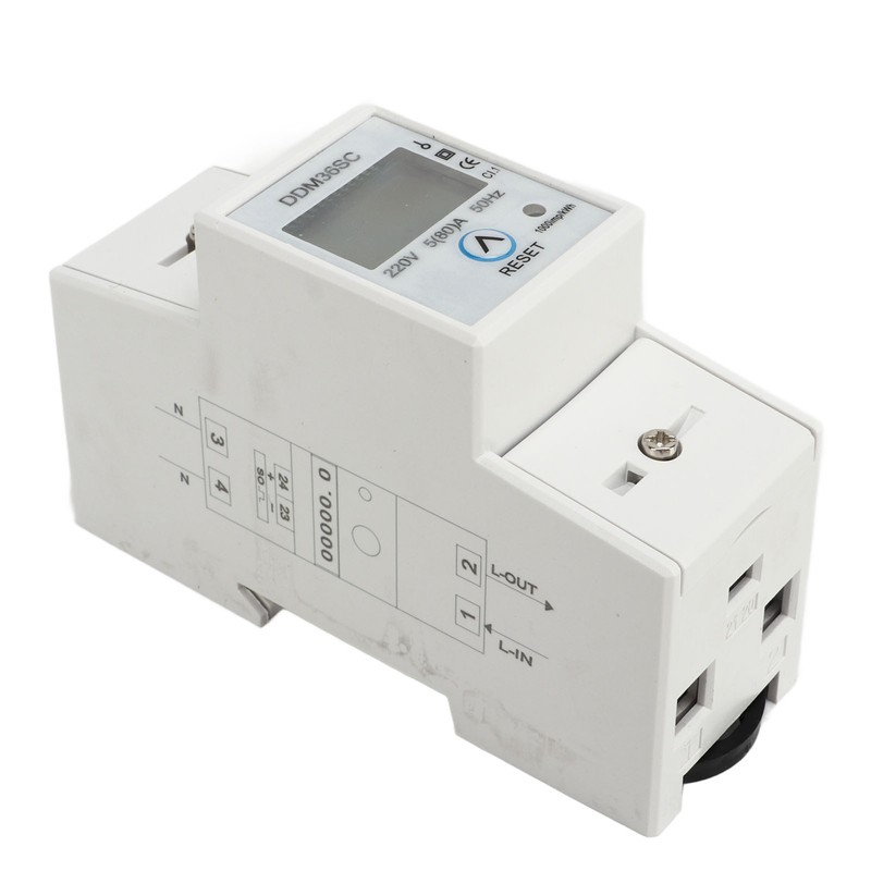 Single Phase Energy Meter LCD Display DIN Rail 2P Total