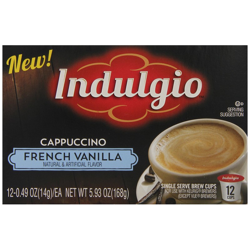 Indulgio Cappuccino, French Vanilla, 12-Count Single Serve Cup for Keurig