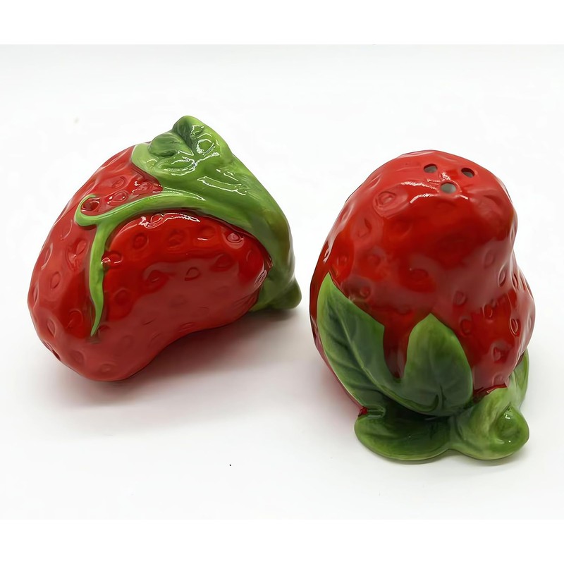 Ceramic Salt & Pepper Shakers - Strawberry Shaped Salt &