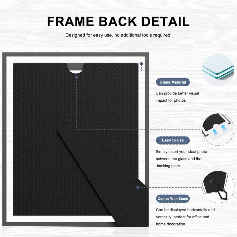 Fisnish 8.5x11 Certificate Frame, Glass Frames 8.5 by 11 for