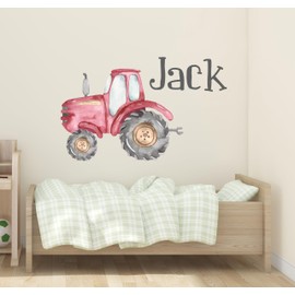 Tractor Name Wall Decal for Kids - Green Tractor Stickers for Bedroom - Farm Wall Decor for Kids Room - Custom Boys Girls Playroom Barn Nursery Decoration Art Mural Vinyl Sticker