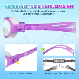 COOLOO Schwimmbrille Kinder, 2er Pack Taucherbrille Kinder 6-16 Jahre für Unisex Teens Anti-Fog Anti-UV Klare Weitsicht