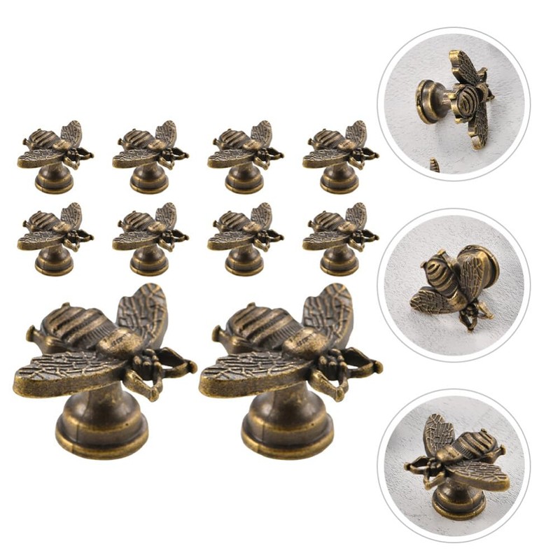 Angoily 10pcs Retro Cabinet Knobs Decorative Bee Drawer Pulls Wardrobe