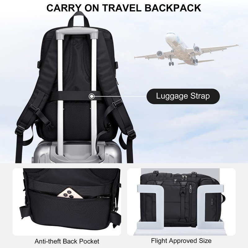 PIJUSHI Travel Backpack for Women Men Flight Aprroved Carry on