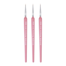 HARFINGTON 3uds Detalle Pintura Pinceles 3mm Puntiaguda Punta 178mm Longitud Nylon Pelo Miniatura Pintura Pincel para Acuarela Óleo Acrílico Pintura(00000#), Rosa