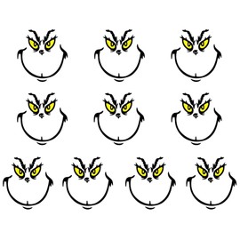 10PCS Christmas Ornament Stickers, Waterproof Christmas Decoration Stickers for Crafts, Christmas Vinyl Stickers, Christmas Window Stickers, Christmas Party Stickers (Yellow)