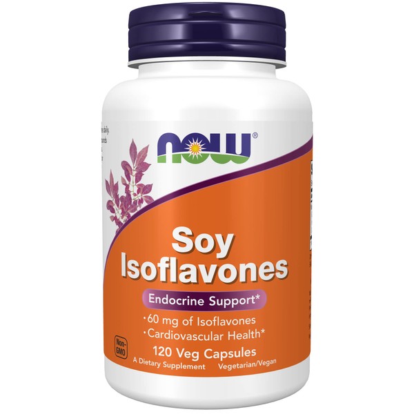 NOW Supplements, Soy Isoflavones, 60 mg (Plant Compounds Particularly Concentrated in Soybeans, like Genistein, Daidzein and Glycitein), 120 Veg Capsules